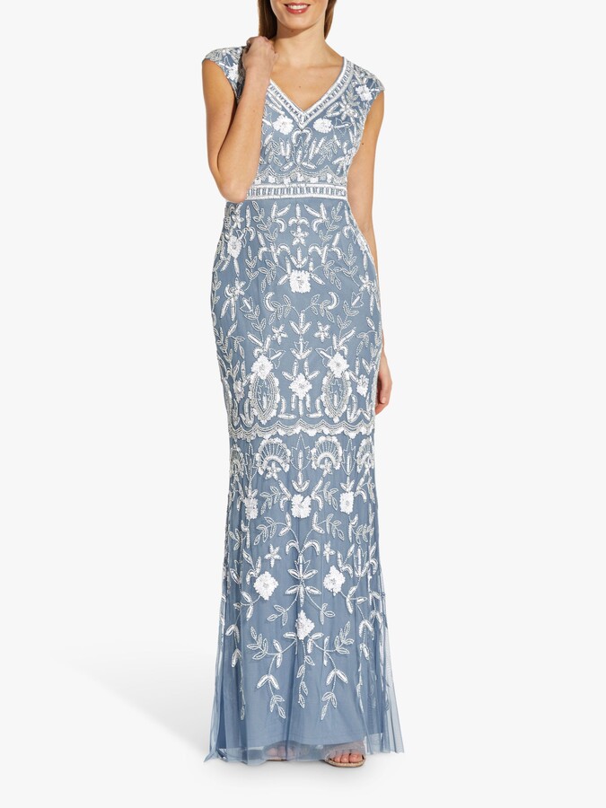 Adrianna Papell Sequin Sleeveless Mermaid Maxi Dress, Dusty Periwinkle -  ShopStyle