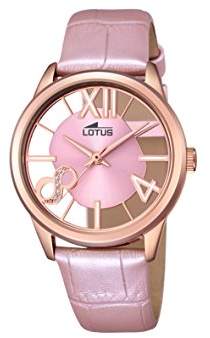 Lotus Women's Quartz Watch with Rose Gold Dial Analogue Display and Pink Leather Strap 18306/1
