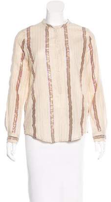 Zadig & Voltaire Metallic-Accented Button-Up Top