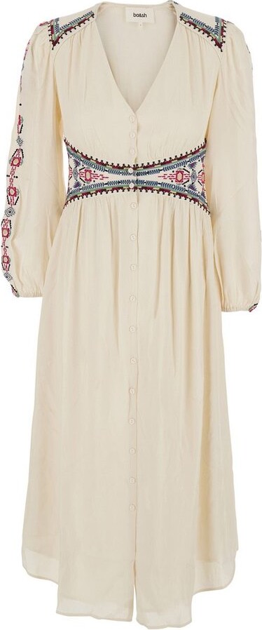 BA&SH Tina Embroidered Midi Dress