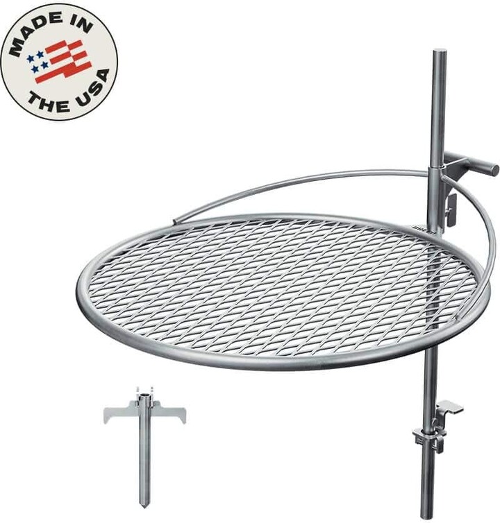 Breeo Outpost Portable Fire Ring Grill 24 - Premium Stainless Steel - Adjustable Height and 360° Rotation - Effortless Setup