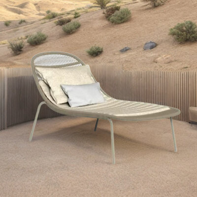 Elegance Furnishings Outdoor Aluminum Frame Fabric Woven Lounger Outdoor Fabric Chaise Lounge