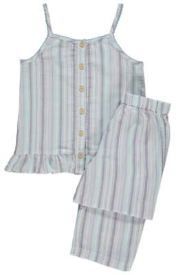 George Purple Shimmering Stripe Woven Pyjamas