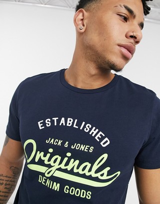 Jack and Jones short sleeve T-shirt in navy - ShopStyle