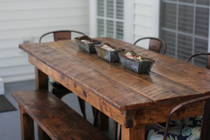Farm House Table Made From Salvaged Wood