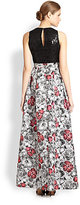 Thumbnail for your product : Kay Unger Sequin-Bodice Printed Gown