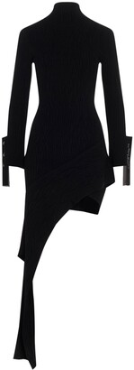 Off-White Draped Asymmetric Knitted Dress