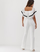 Thumbnail for your product : Forever U bardot jumpsuit with crochet lace trim