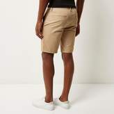 Thumbnail for your product : River Island Mens Brown slim fit chino shorts