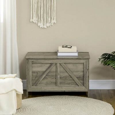 Gray 30" Style Storage Chest With Hinge - Lift Top Box For Bedroom, Entryway, Living Room Organization