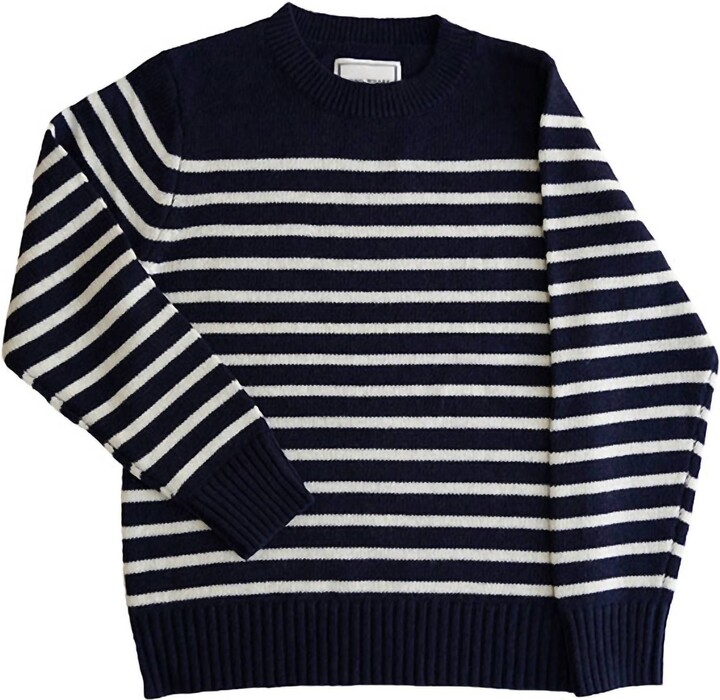Long Wharf Supply Co. Women's The Best-Ever Striped Sweater In Navy Stripe