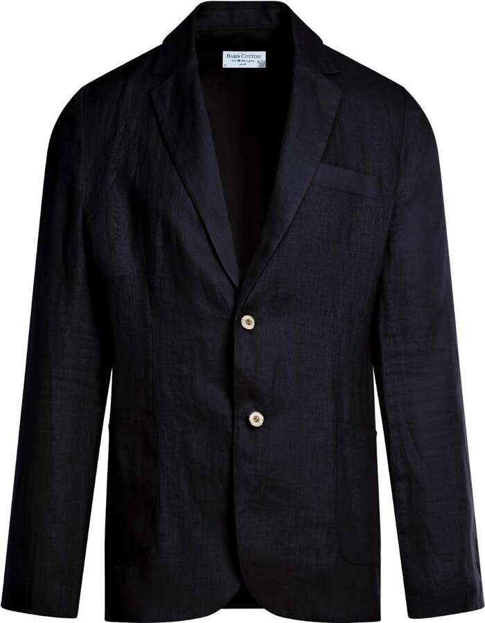 Haris Cotton - Classic Linen Jacket - Blue Marine - ShopStyle