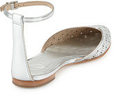 Thumbnail for your product : Brian Atwood B by Adeena Metallic Leather Cutout Flat, Silver