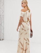 Thumbnail for your product : Asos Tall ASOS DESIGN Tall one shoulder satin drape maxi dress in brush stroke print