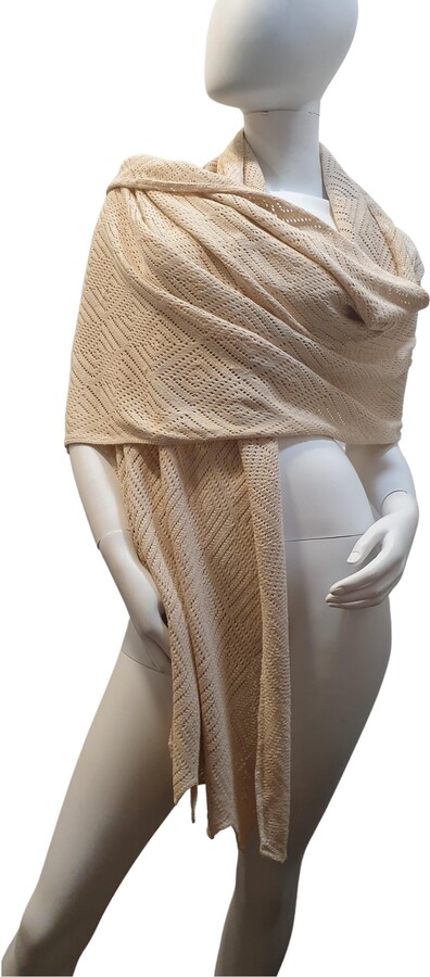 Giorgio Armani Beige Knitted Pashmina With Openwork