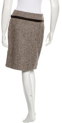 Valentino Velvet-Trimmed Herringbone Skirt