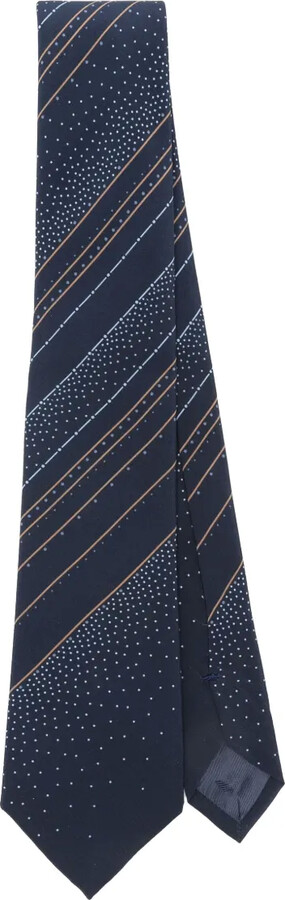 Emporio Armani Stripe-Pattern Dotted Silk Tie