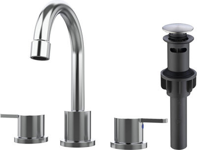 CHUANGYIWANGLUO Widespread Bathroom Sink Faucet 2 Handle 8 Inch Lavatory Faucet 3 Hole 360° Swivel Spout Vanity Sink Basin Faucets With Pop Up Drain Assembly