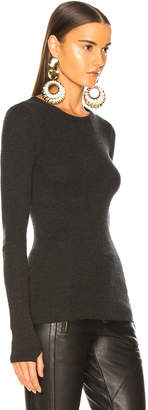 Enza Costa Cashmere Thermal Cuffed Long Sleeve Crew in Charcoal | FWRD