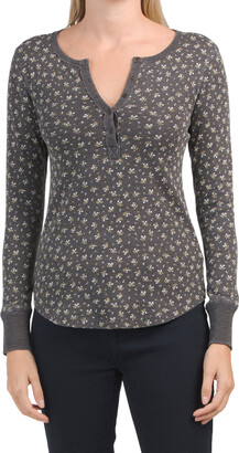 Lucky Brand Tiny Daisy Thermal Henley Top - ShopStyle