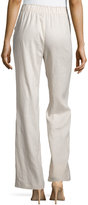 Thumbnail for your product : Neiman Marcus Elastic-Waist Wide-Leg Linen Pants, Ocean Sand