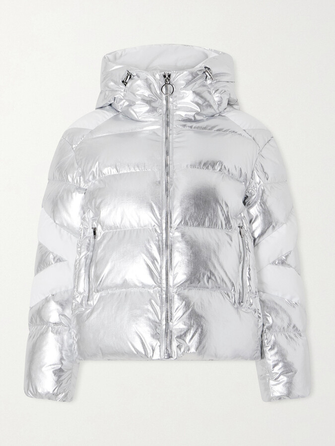 Fusalp Charloy Hooded Quilted Padded Metallic Shell Jacket - Silver