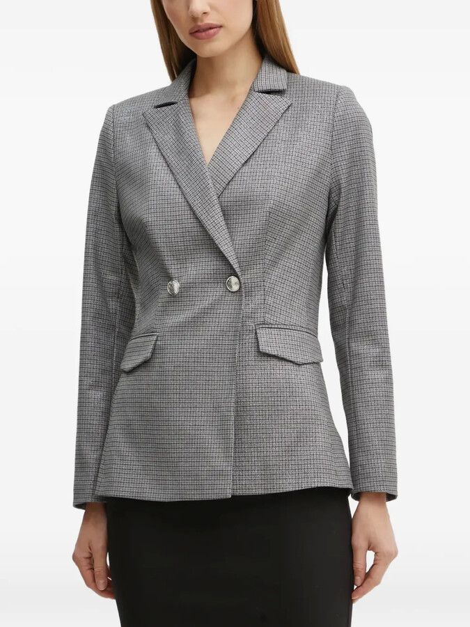 Morgan Double-Breasted Check Blazer