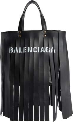 Balenciaga Extra Small Laundry Logo Fringe Calfskin Tote
