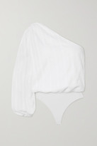 Thumbnail for your product : CAMI NYC The Lenore One-sleeve Embroidered Cotton Bodysuit - White