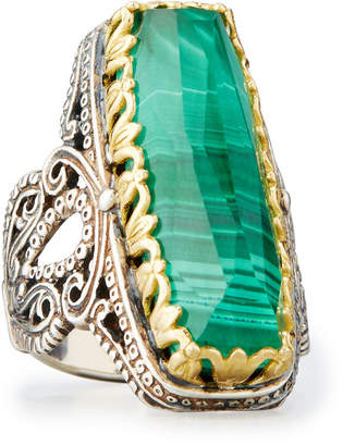 Konstantino Faceted Green Crystal Quartz Over Malachite Cocktail Ring