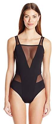 Kenneth Cole New York Women's Sexy Solids High Leg Mio One Piece Swimsuit