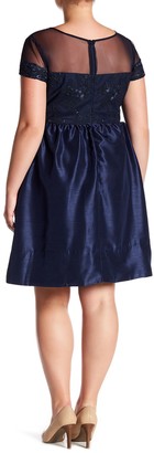 Sangria Fit & Flare Lace Detail Dress (Plus Size)
