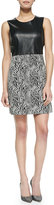 Thumbnail for your product : Milly Sleeveless Zebra-Print Leather-Top Dress