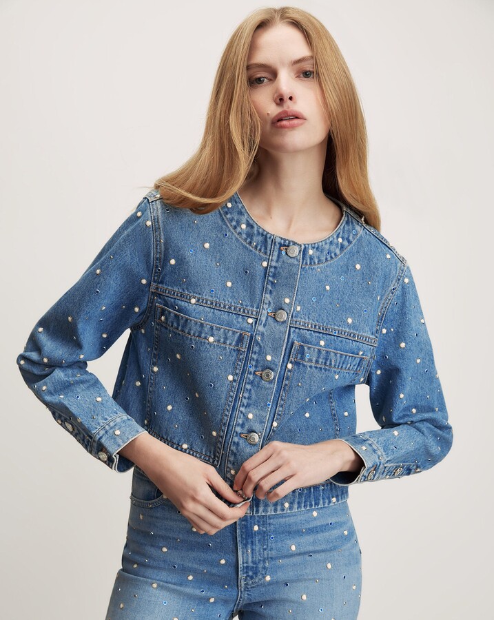 Veronica Beard Lowry Embellished Denim Jacket