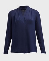 Thumbnail for your product : Kobi Halperin Nellie Pleated V-Neck Long-Sleeve Blouse