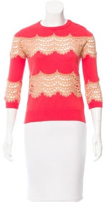 Carven Lace-Accented Crew Neck Sweater w/ Tags