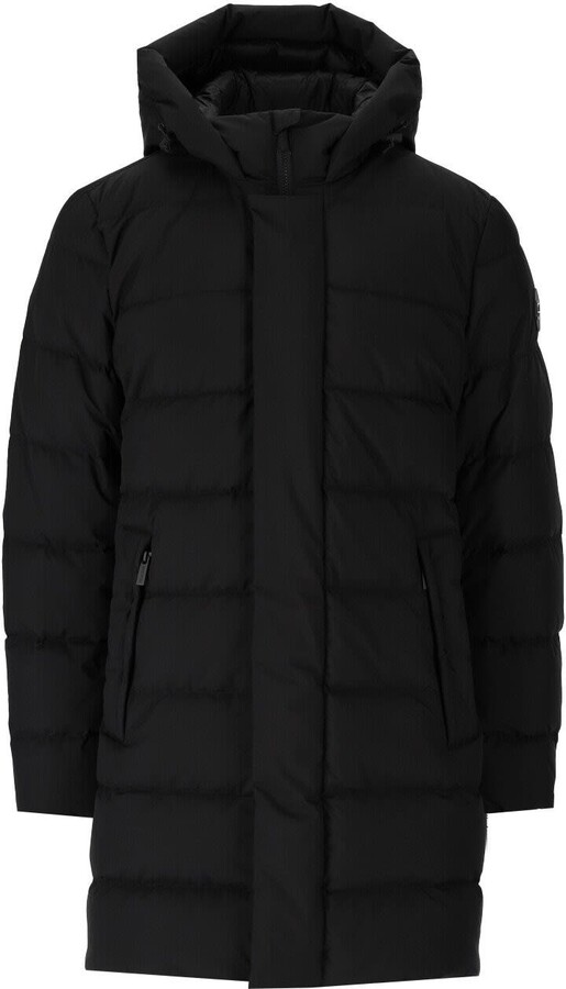 Woolrich High Tech Black Long Hooded Down Jacket ShopStyle