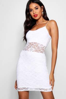 boohoo Lace Panelled Bodycon Dress