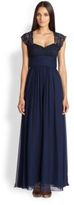 Thumbnail for your product : Aidan Mattox Lace-Top Silk Chiffon Gown