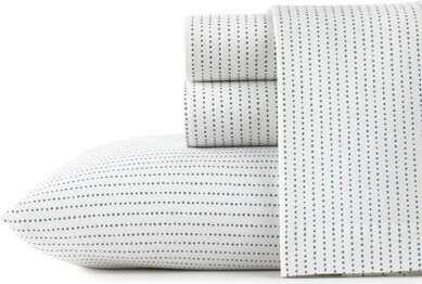 City Scene Radius Blue Cotton Percale Sheet Set