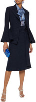 Thumbnail for your product : Oscar de la Renta Belted Metallic Wool-blend Crepe Skirt