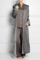 Thumbnail for your product : Donna Karan Sleepwear Hooded faux fur-lined washed-satin robe