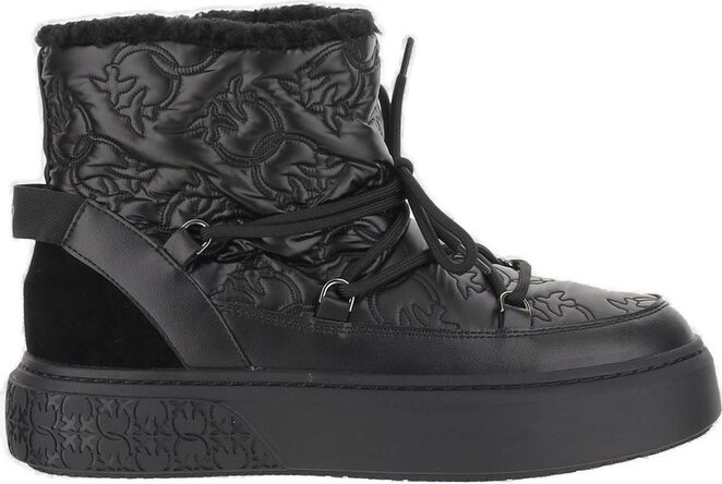 Pinko Round Toe Quilted Ankle Boots