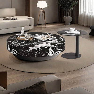 Creature B Comforts Premium round marble coffee table set