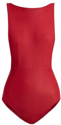 Haight Boat-neck Dipped-side Swimsuit - Womens - Red