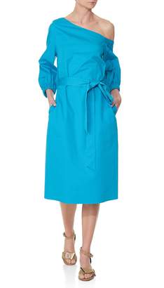 Tibi Satin Poplin Bell Sleeve Midi Dress
