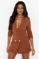 Thumbnail for your product : boohoo Petite Self Belt Button Blazer Dress