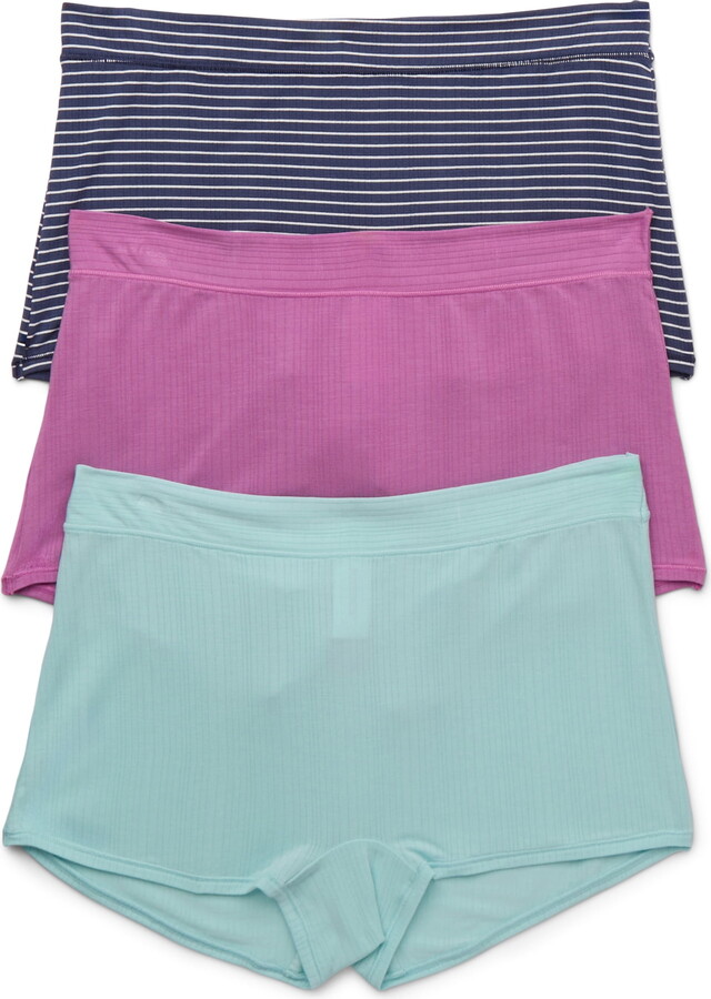 Joyspun Women’s Ribbed Modal Boyshort Panties, 3-Pack, Sizes XS-3XL