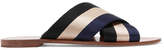 Thumbnail for your product : Diane von Furstenberg Striped Canvas Slides - Black