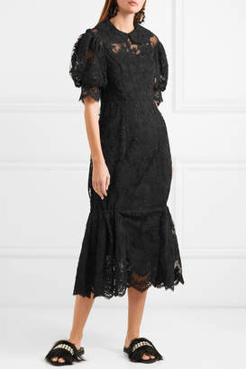 Simone Rocha Corded Lace And Tulle Midi Dress - Black